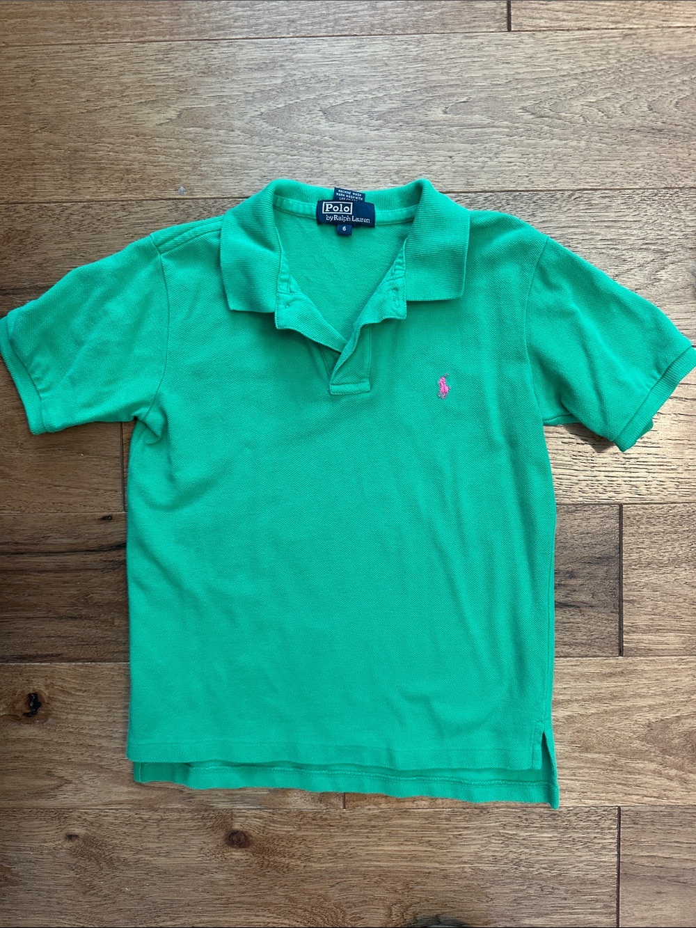 Ralph Lauren Boys Green Polo with Pink Pony
